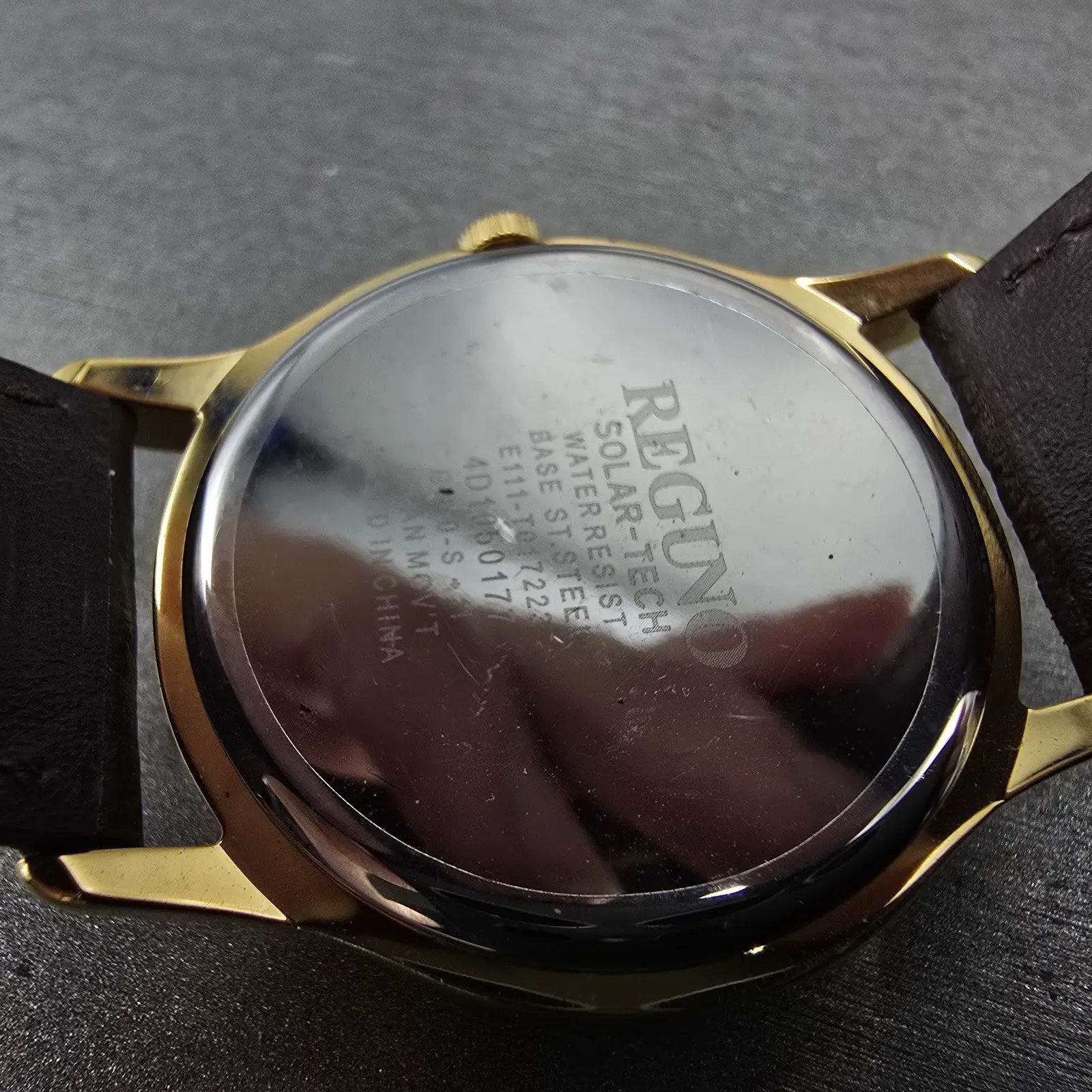 Citizen Reguno Solar Watch Men 33mm White Dial Gold Tone Date E111-T017223 Runs9