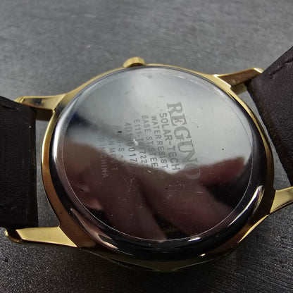 Citizen Reguno Solar Watch Men 33mm White Dial Gold Tone Date E111-T017223 Runs9