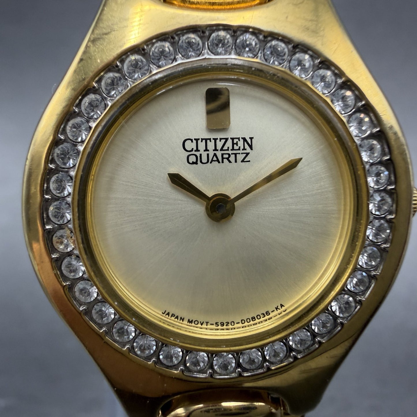Citizen Watch Women 25mm Champagne Dial Gold Tone 5920-S92324 New Battery YJCKFC1