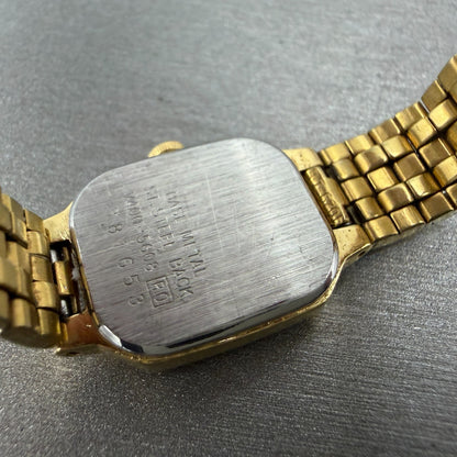 Seiko Watch Women 17mm Champagne Dial Gold Tone Octagon V400-5608 New Battery 819