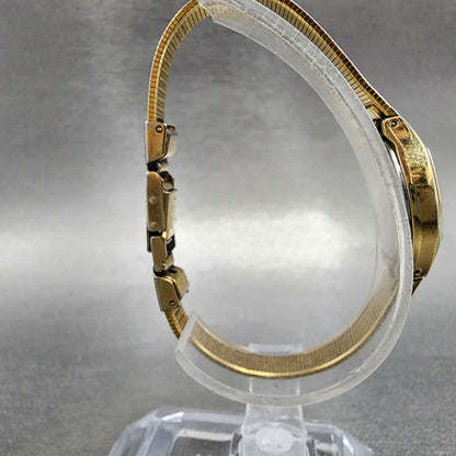 Seiko Watch Women 17mm Gold Dial Gold Tone Hexagon 2P215A29 New Battery8
