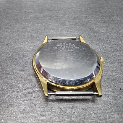 Seiko SQ Watch Men 32mm White Dial Gold Daydate Round 8223-7080 VTG PARTS11
