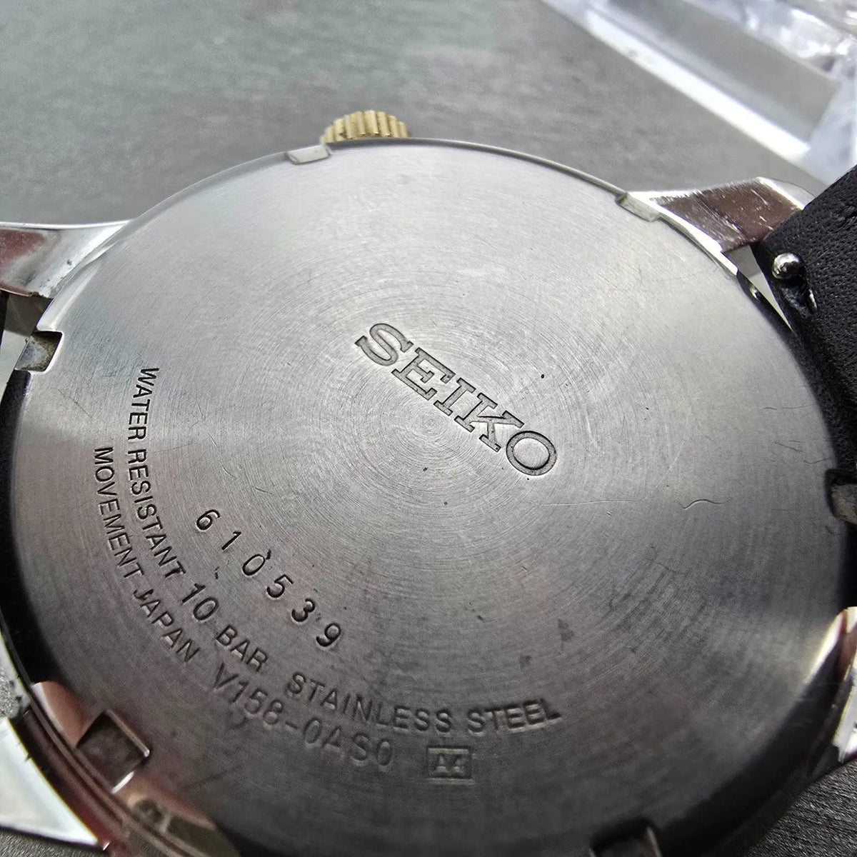 Seiko Solar Watch Men 43mm White Dial Two Tone Daydate Round V158-0AS0 Runs JP9
