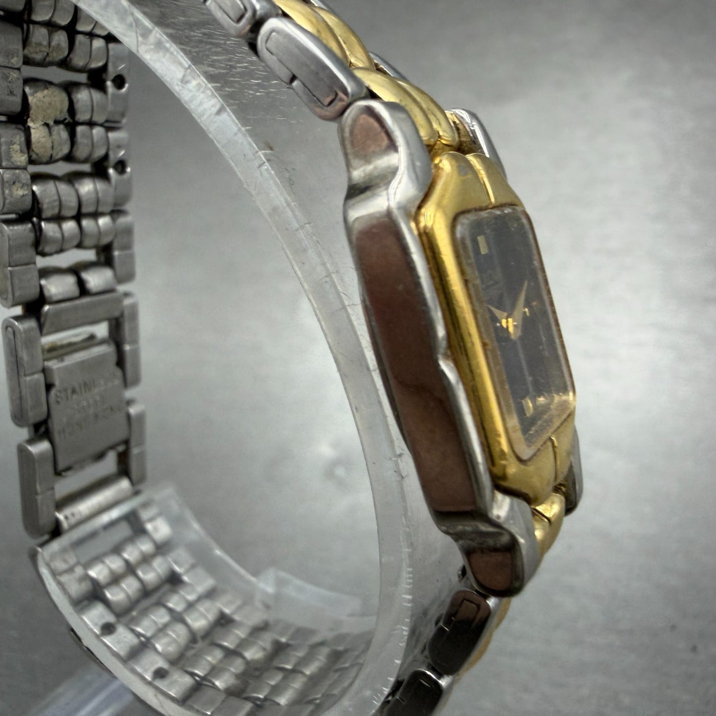 Bulova Tank Watch Women 17mm Black Dial Two Tone Rectangle 90H01T New Battery3