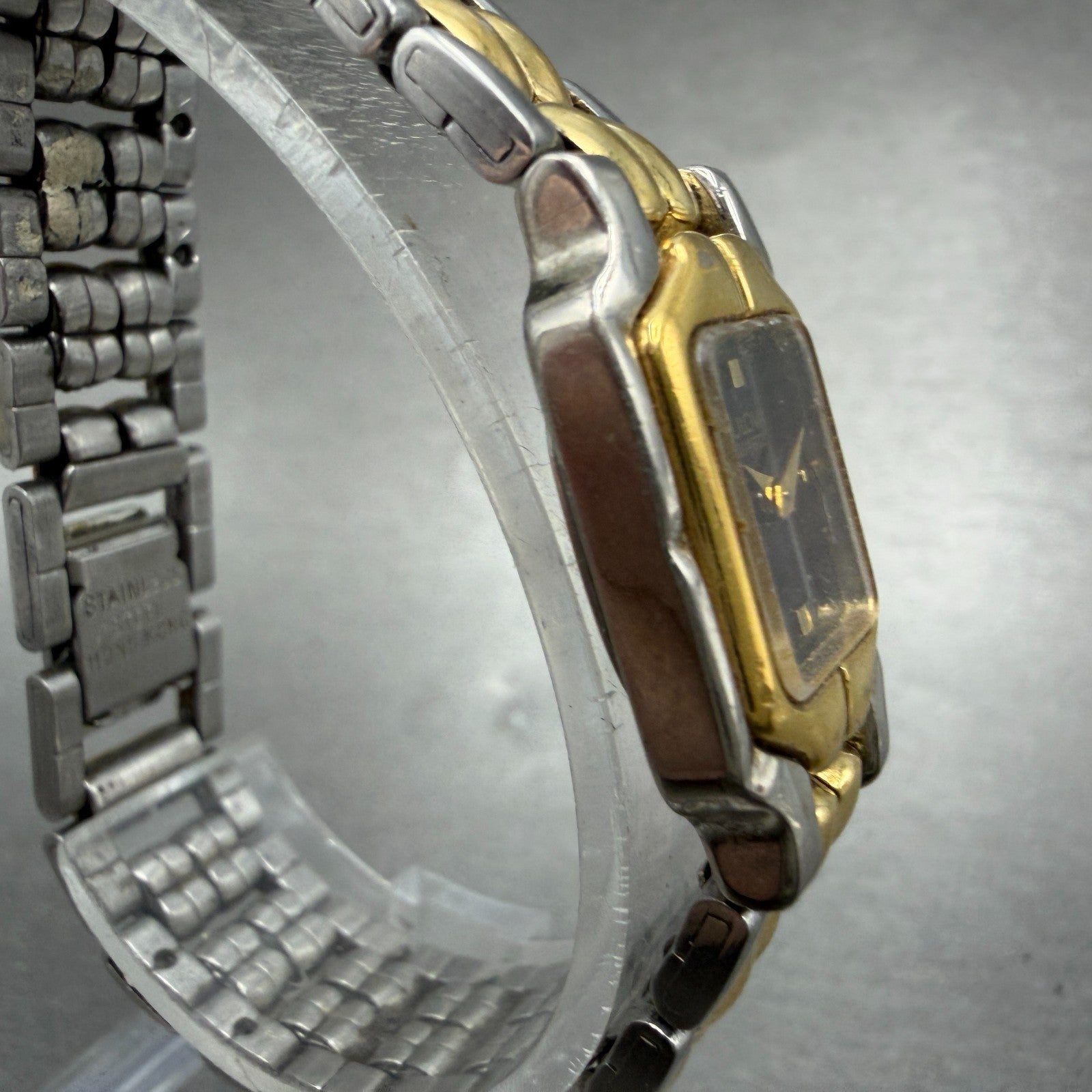 Bulova Tank Watch Women 17mm Black Dial Two Tone Rectangle 90H01T New Battery3