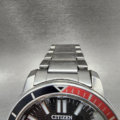 Citizen Eco-drive Dive Watch Men 46mm Black Dial Steel Date Works AW1528-75E