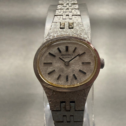 Seiko Watch Women 18mm Silver Dial Silver Tone Oval 2020-5759 New Battery0