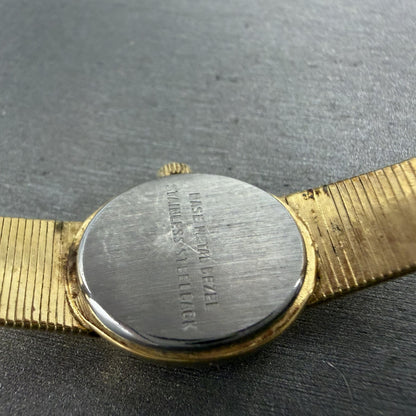 Lucien Piccard Dufonte Watch Women 16mm Champagne Dial Gold Tone Oval New BattA19
