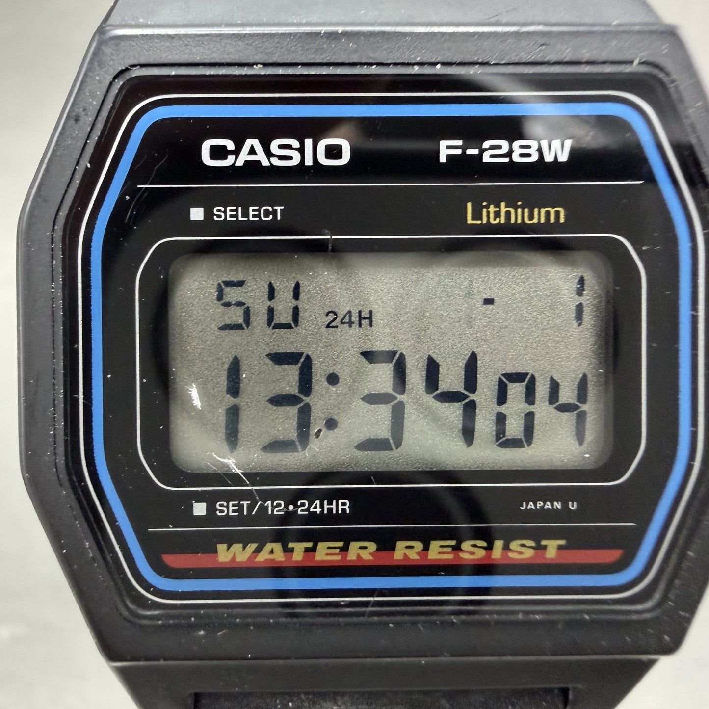 Casio F-28 Watch Men 34mm Digital Black Tone Alarm Chrono Octagon New battery1