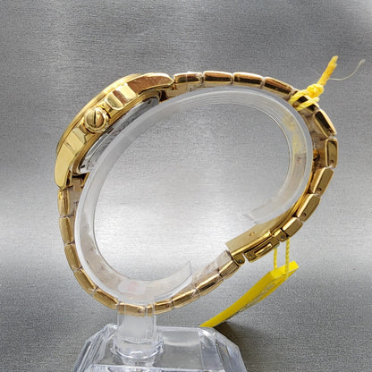 Invicta Angel Watch Women 38mm Gold Dial Gold Tone Date Heart Round New Battery6