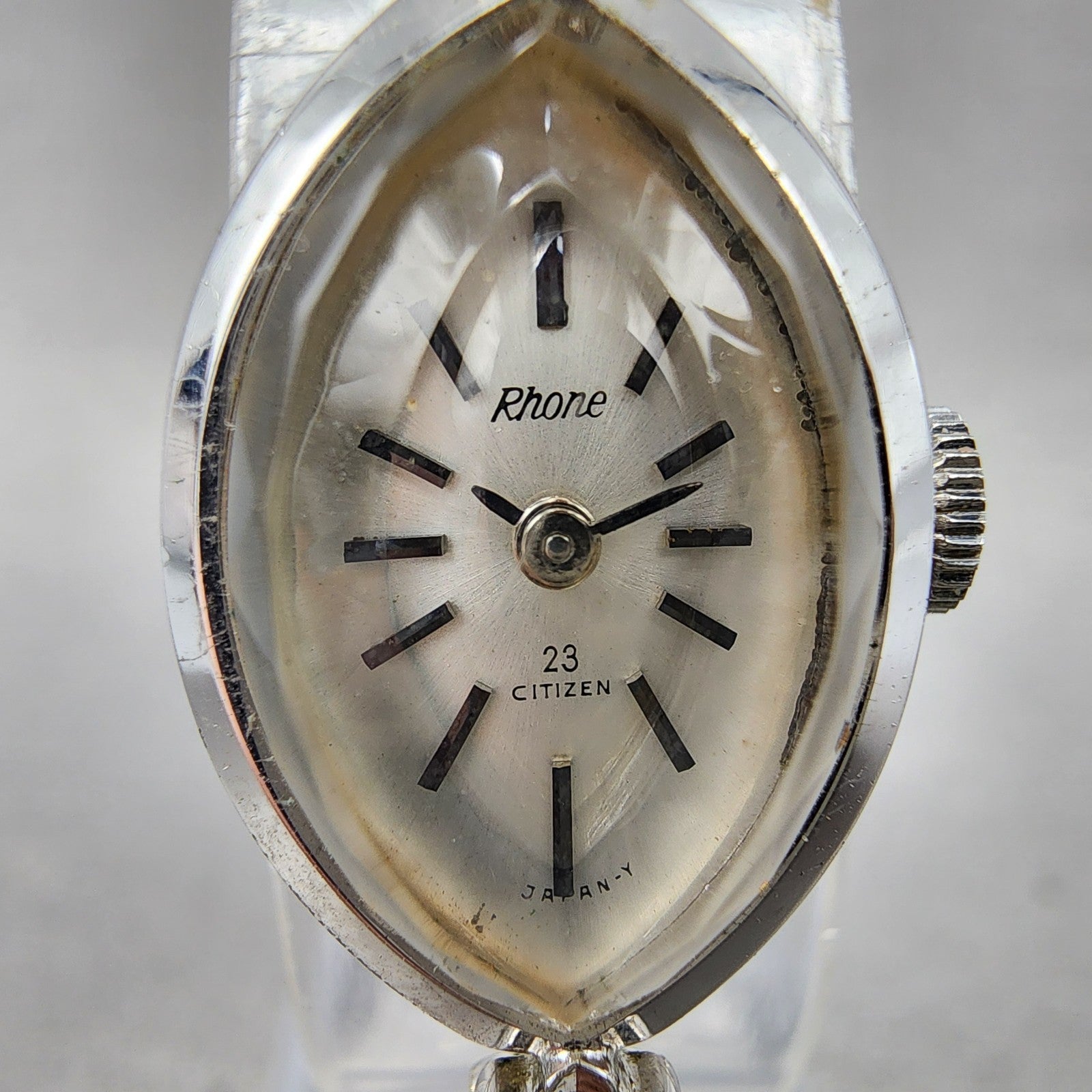 Citizen Rhone Watch Women 15mm Silver Dial Silver Tone Oval Manual Runs1