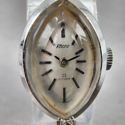 Citizen Rhone Watch Women 15mm Silver Dial Silver Tone Oval Manual Runs1