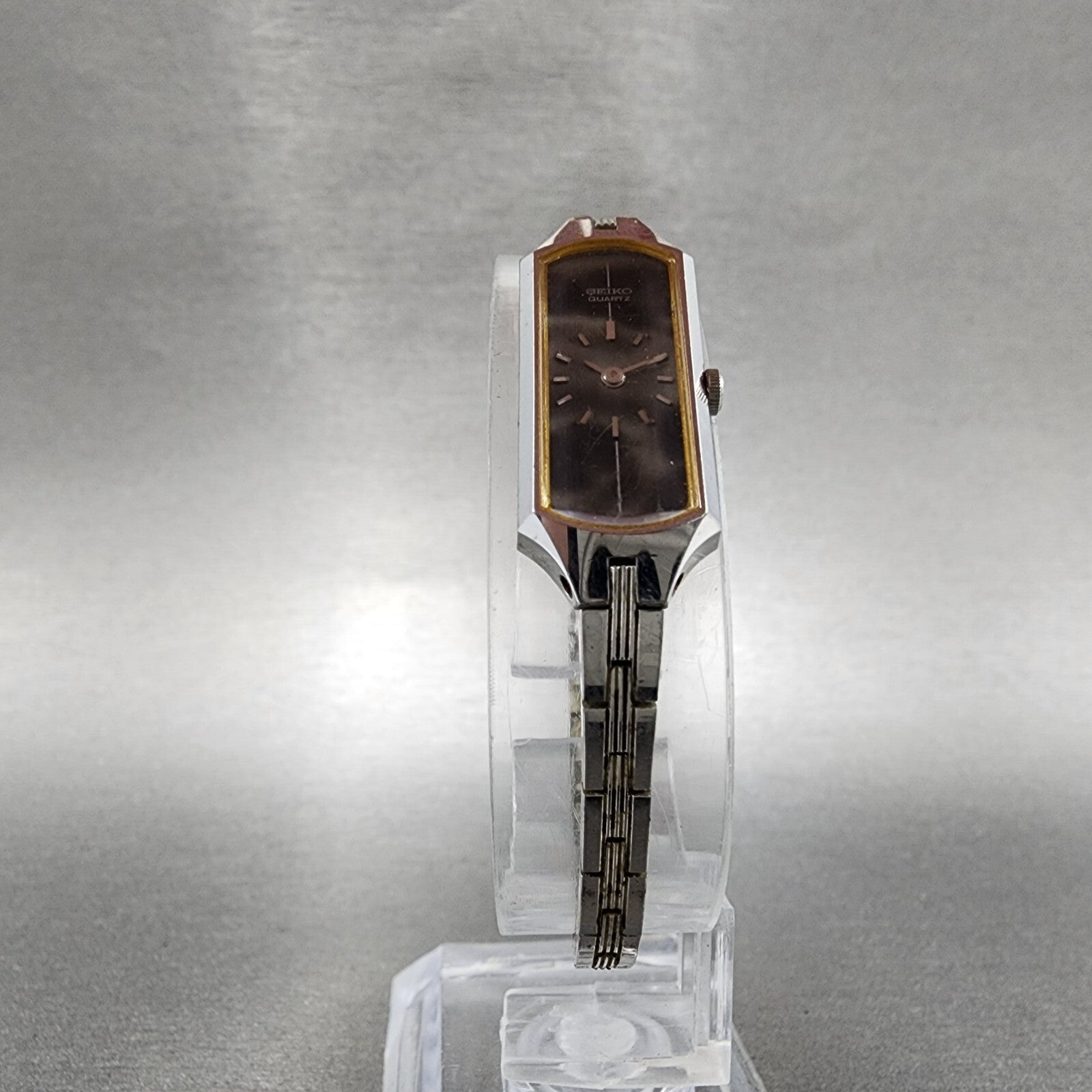 Seiko Watch Women 12mm Gray Dial Silver Tone 2E205179 Octagon New Battery5