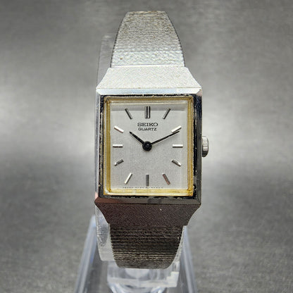Seiko Watch Women 16mm Silver Dial Silver Tone Rectangle 2C205299 New Battery0