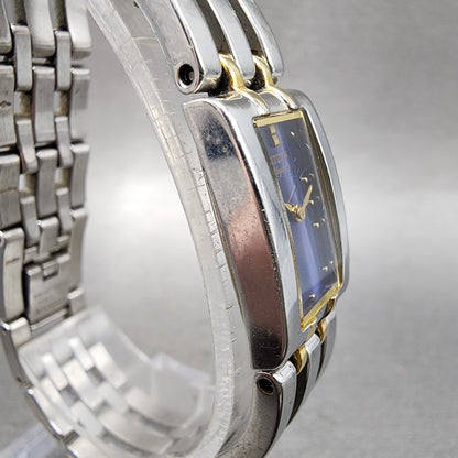 Citizen Elegance Tank Watch Women 15mm Blue Dial Two Tone Rectangle New Battery3