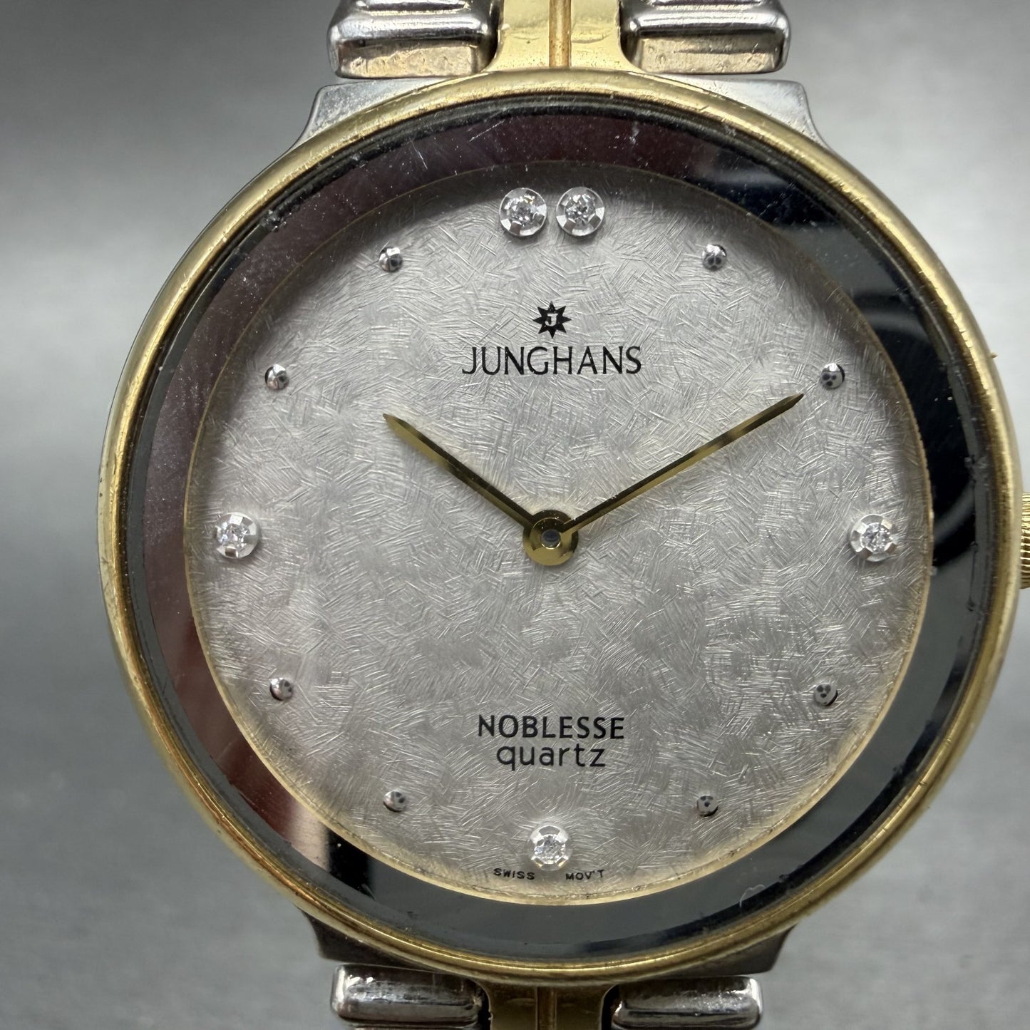Junghans Noblesse Watch Men 32mm Silver Tone Two Round New Battery Vintage1