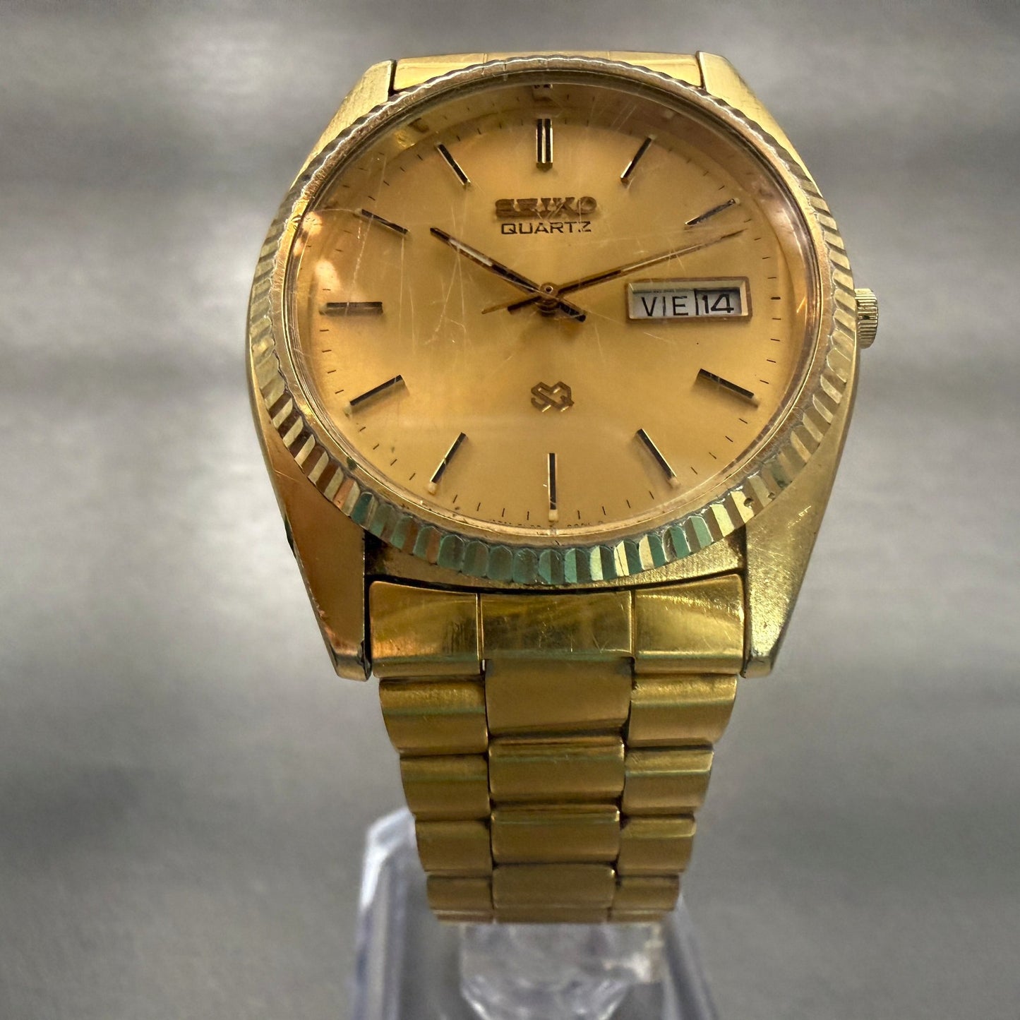 Seiko President Watch Men 36mm Gold Dial Gold Daydate Round 5H23-8029 NewBat5
