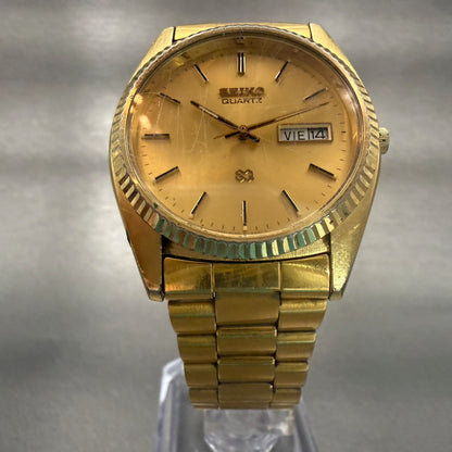 Seiko President Watch Men 36mm Gold Dial Gold Daydate Round 5H23-8029 NewBat5