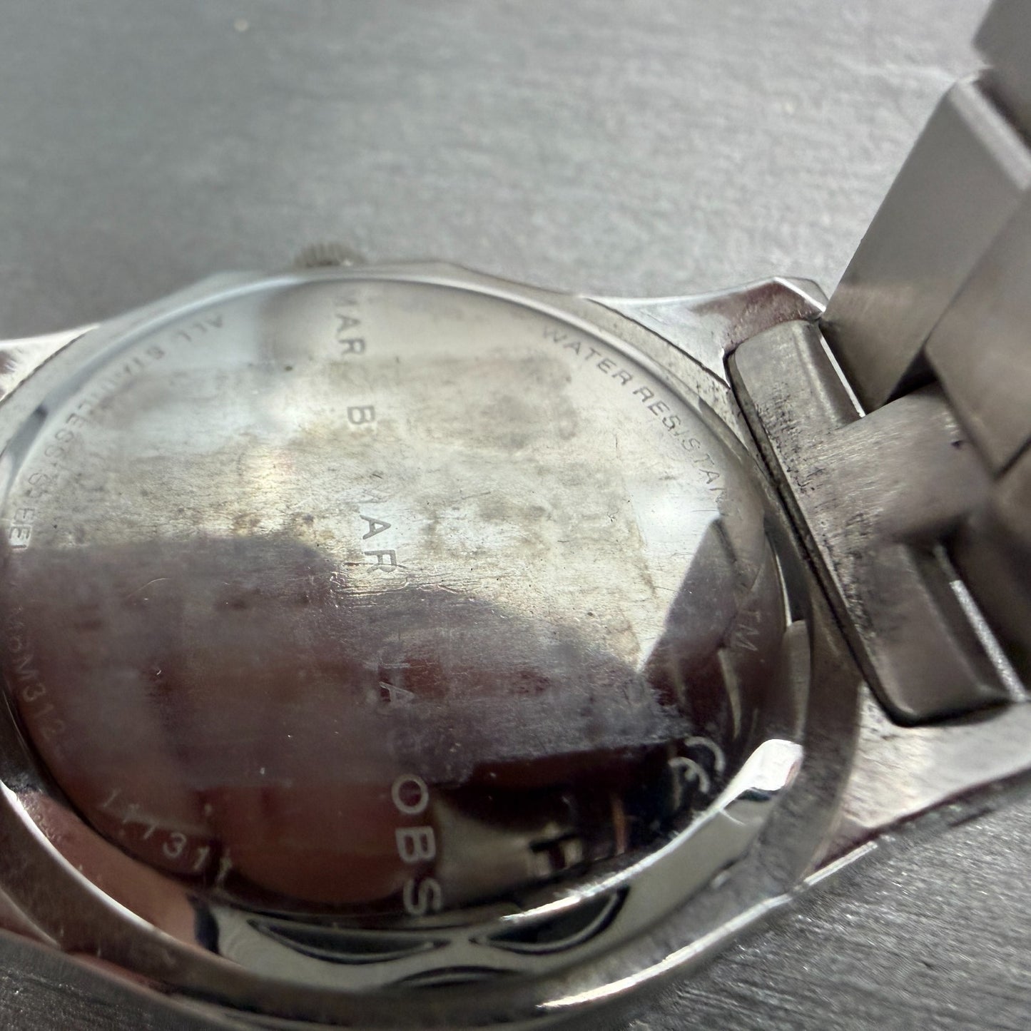 Marc Jacobs Blade Watch Women 36mm Silver Dial Stainless Steel Round New Battery9