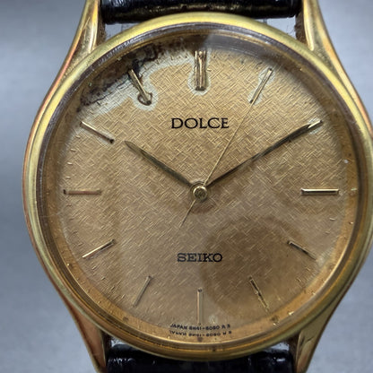 Seiko Dolce Watch Men 32mm Champagne Dial Gold Tone 8N41-6060 New Battery1