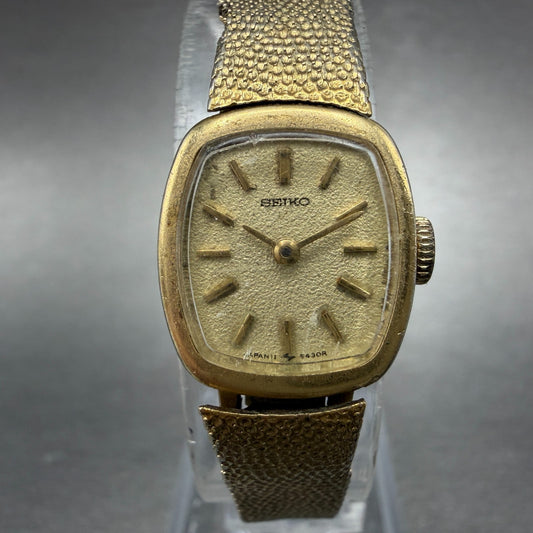 Seiko Watch Women 16mm Champagne Dial Gold Tone Rectangle 11-5189 Manual Runs0