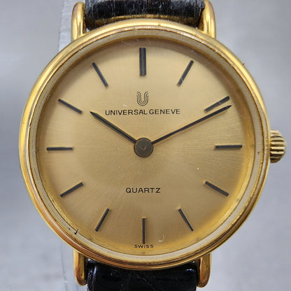Universal Geneve Watch Women 22mm Gold Dial Gold Tone Round 517.663 New Battery1