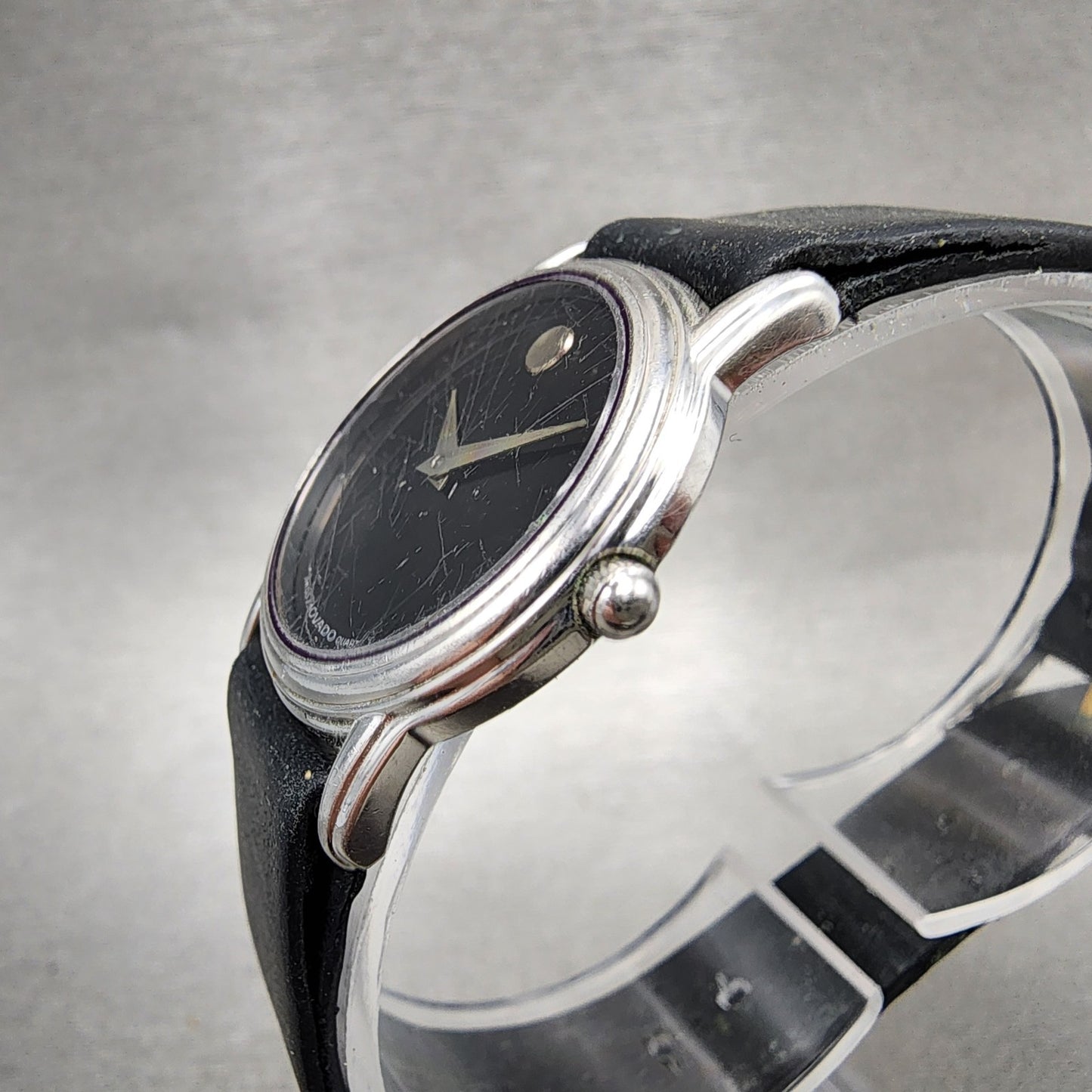 Movado Muesem Watch Women 26mm Black Dial Silver Tone NO BACK!! New battery2