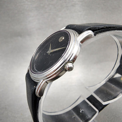 Movado Muesem Watch Women 26mm Black Dial Silver Tone NO BACK!! New battery2
