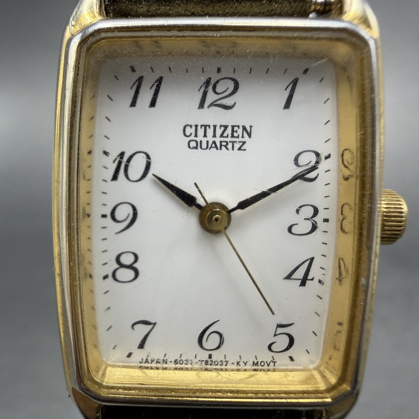 Citizen Tank Watch Women 20mm White Dial Gold Tone Rectangle 6031-T20999 New Bat1