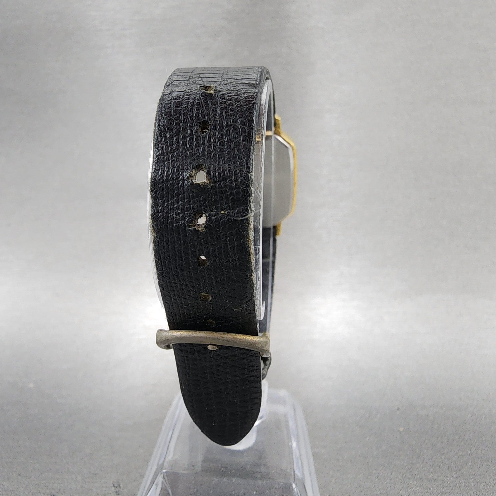 Seiko Watch Men 28mm Black Dial Gold Tone Octagon 65305210 New Battery7