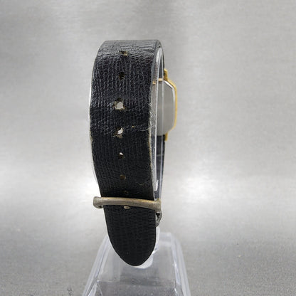 Seiko Watch Men 28mm Black Dial Gold Tone Octagon 65305210 New Battery7