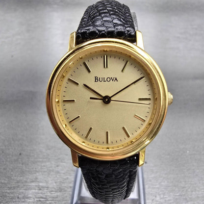 Bulova Watch Women 26mm Champagne Dial Gold Tone Round New Battery Vintage0