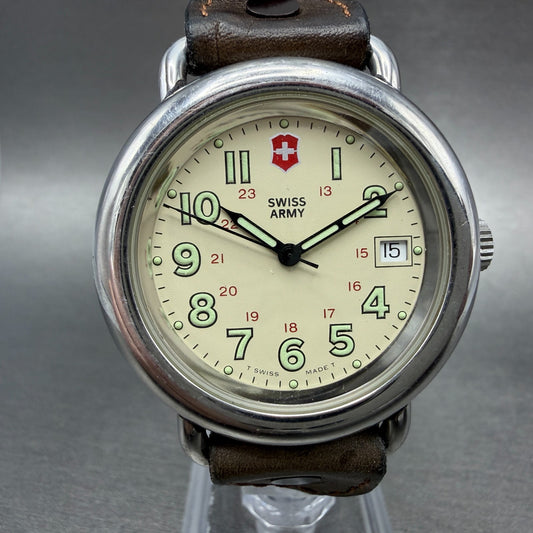 Victorinox Swiss Army Calvary Watch Men 37mm Cream Dial Silver Tone Date PARTSLO0