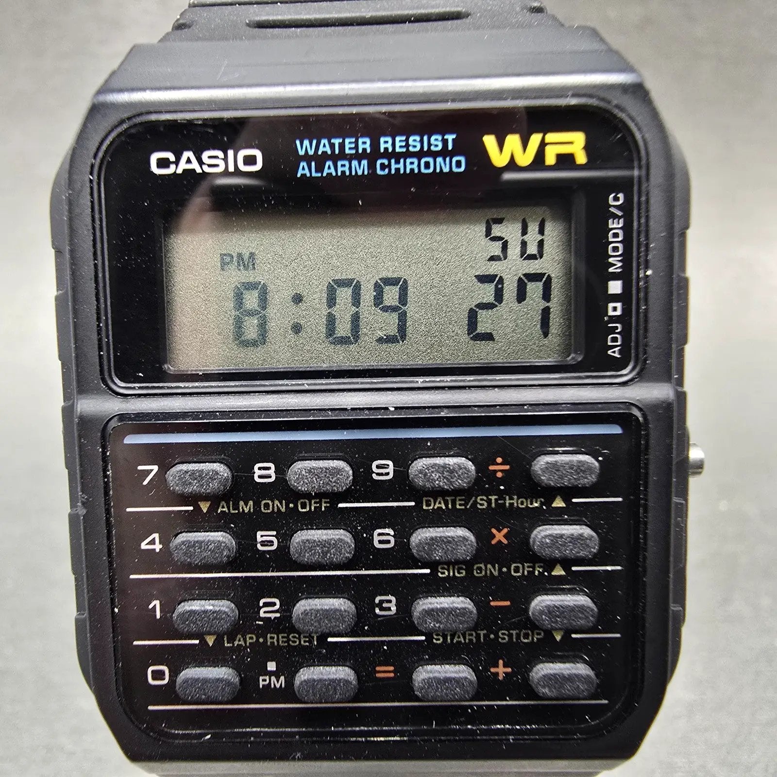 Casio Calculator CA-53W Watch Men 34mm Black Alarm Chronograph New Battery PLk1