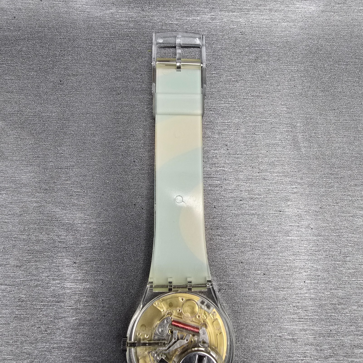 Swatch Kymata Watch Men 34mm Blue Dial Clear Case Round GE148 New Battery11
