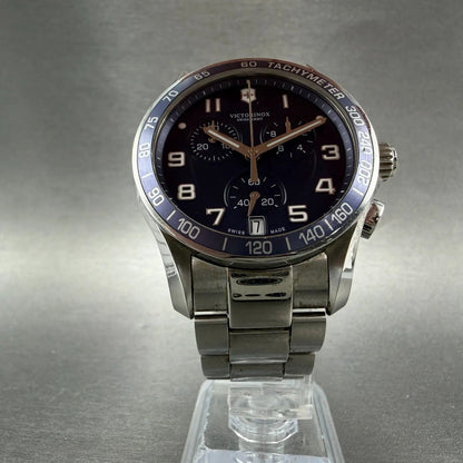Victorinox Swiss Army Chrono Classic Watch Men 42mm Blue Dial Steel Date NewBatt5