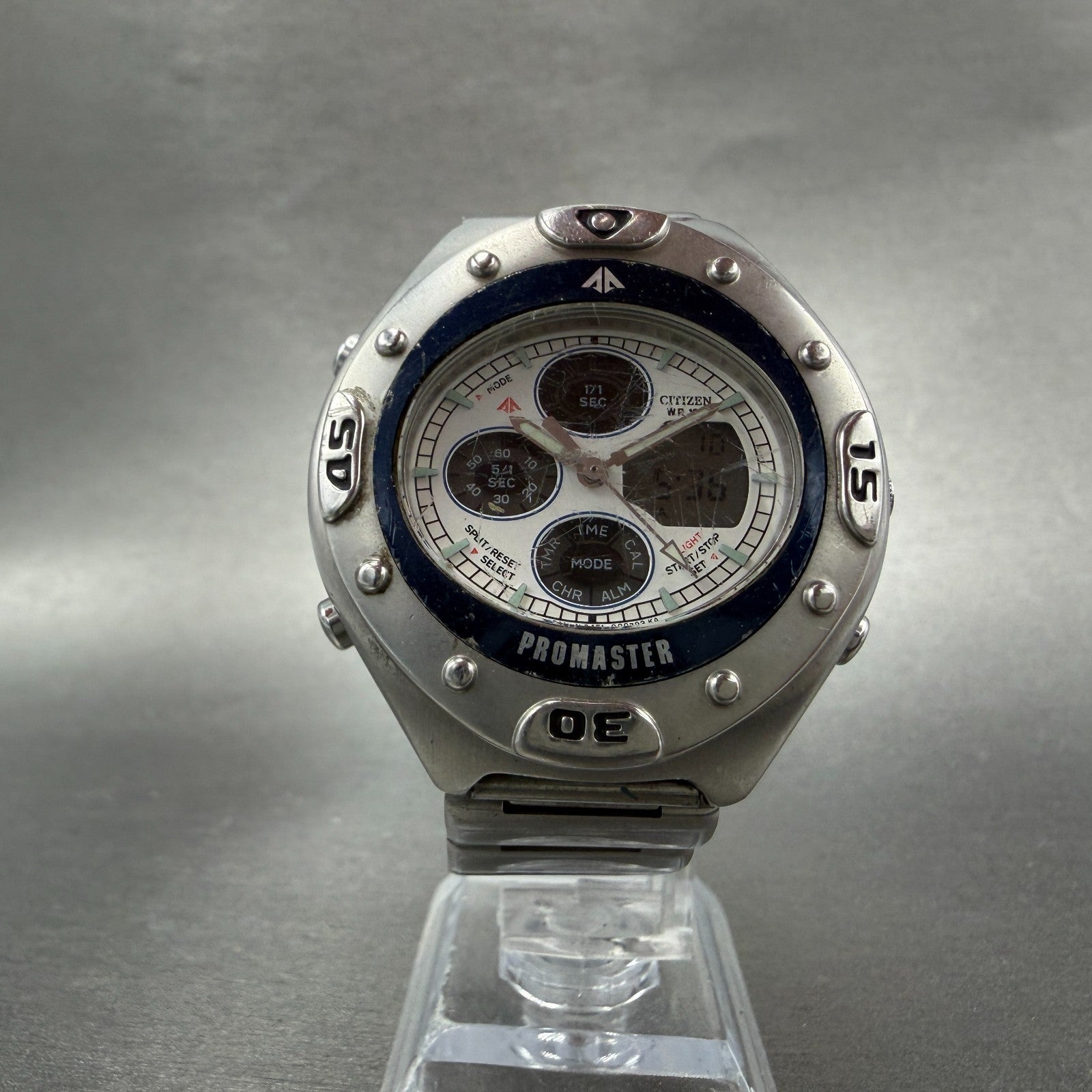 Citizen Promaster Watch Men 41mm White Dial Steel Analog Digital C451 New Batt5
