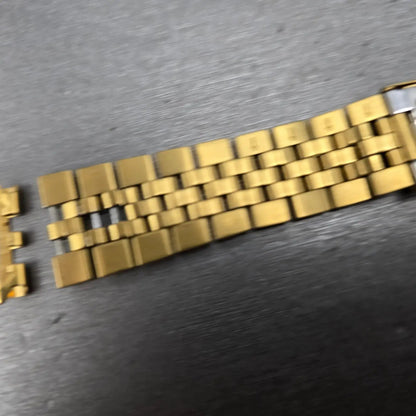 Bulova Bracelet Gold Tone 19mm Stainless Steel Y10 READ!!!!!!! Tri Folding Clasp11