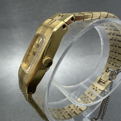Seiko Tank Watch Women 13mm Champagne Dial Gold Tone 13205620 New Battery2