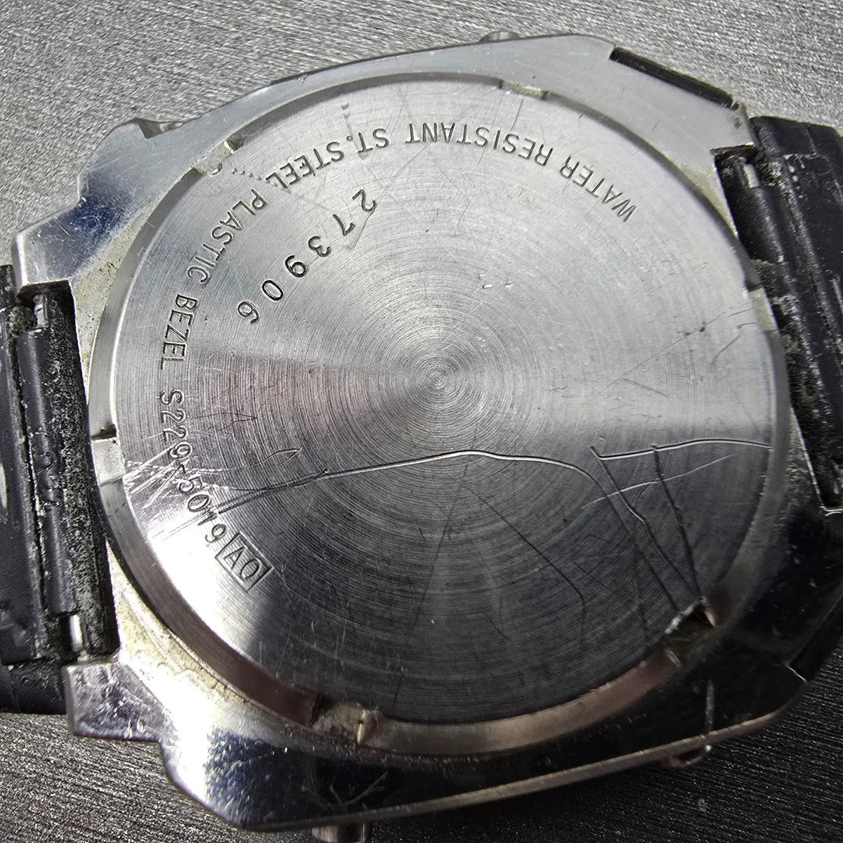 Seiko Pulse Watch Men 37mm Black Silver Chronograph Rectangle S229-5019 PARTS11
