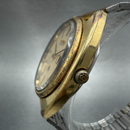 Seiko SQ Watch Men 36mm Cream Dial Gold Tone Daydate 4803-8000 New Battery VTG2