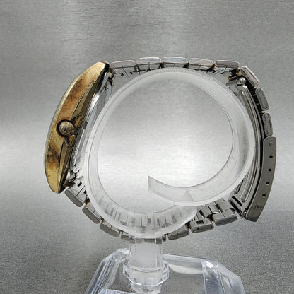 Seiko Automatic Watch Men 39mm Gold Dial Gold Tone Daydate Oval 7006-5009 Runs