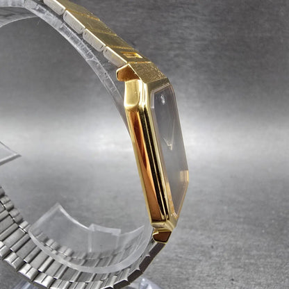Seiko Tank Watch Men 27mm Balck Dial Gold Tone Rectangle 5Y30 PARTS NO CASE BACK4