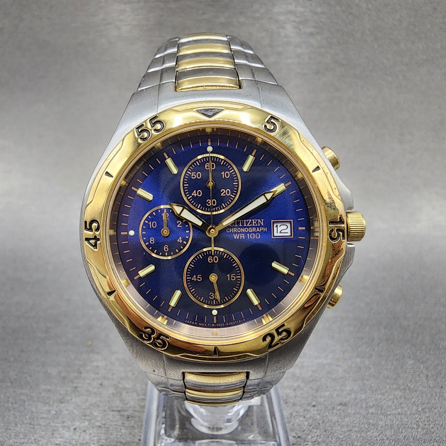 Citizen Chronograph Watch Men 40mm Blue Dial Two Tone Date 0510K002257 PARTS0