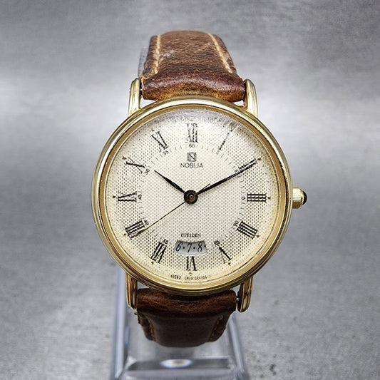 Citizen Noblia Watch Women 27mm Champagne Dial Gold Tone Date New Battery VTG0