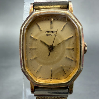 Seiko Watch Women 18mm Champagne Dial Gold Tone Octagon 1421-5040 New Battery1