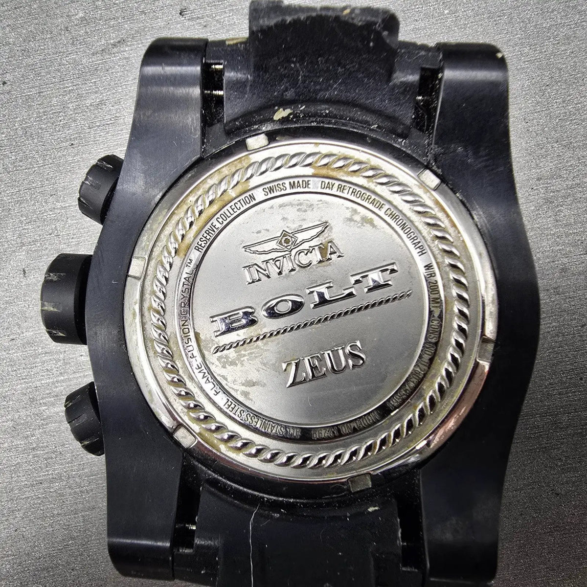 Invicta Reserve Bolt Zeus Chronograph Watch Men 53mm Black Dial Black Gold READ7