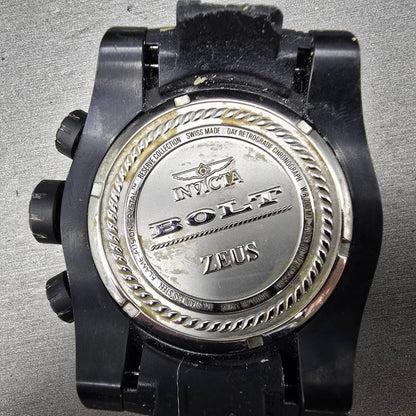 Invicta Reserve Bolt Zeus Chronograph Watch Men 53mm Black Dial Black Gold READ7