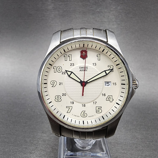 Victorinox Swiss Army Odyssey Watch Men 40mm White Dial Steel Date New Battery0