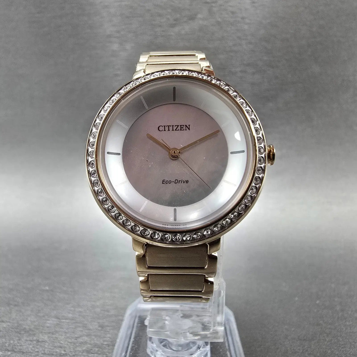 Citizen Silhouette Crystal Eco-Drive Watch Women 30mm MOP Dial Rose Gold Round z5